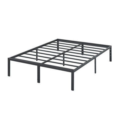 Olee Sleep 18 Inch Heavy Duty Steel Slat Anti-Slip Support, Easy Assembly Platform Bed Frame, Noise Free Steel Mattress Foundation, Maximum Storage, No Box Spring Needed, Black, Full Size