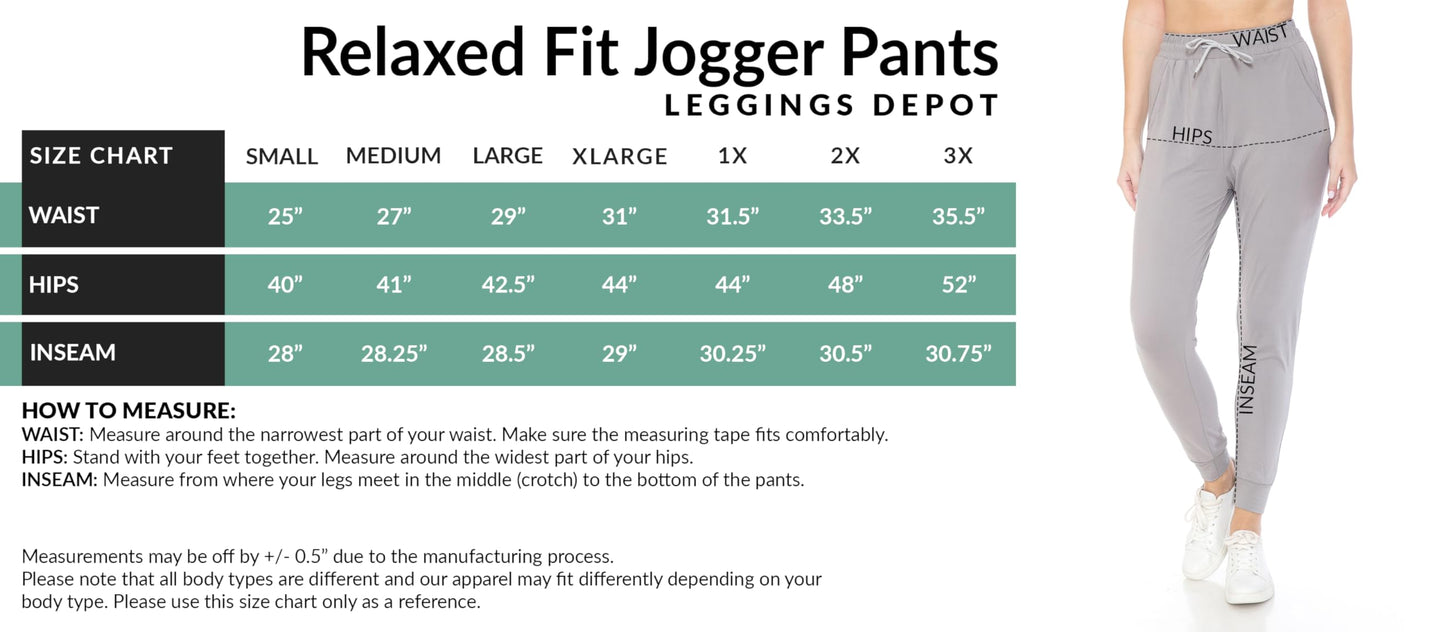 Leggings Depot Womens Relaxed fit Jogger Pants - Track Cuff Sweatpants with Pockets, Black, Large