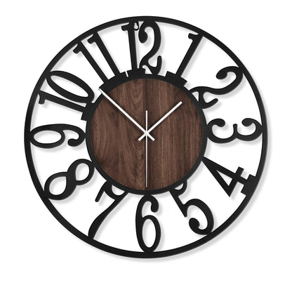 LEIKE Large Wall Clocks,Silent,Non Ticking,Battery Operated Rustic Round Modern Big Wood Wall Clock for Living Room, Bedroom,Kitchen,Farmhouse,Office,Home Decor-16 Inch(Black-Arabic Number)