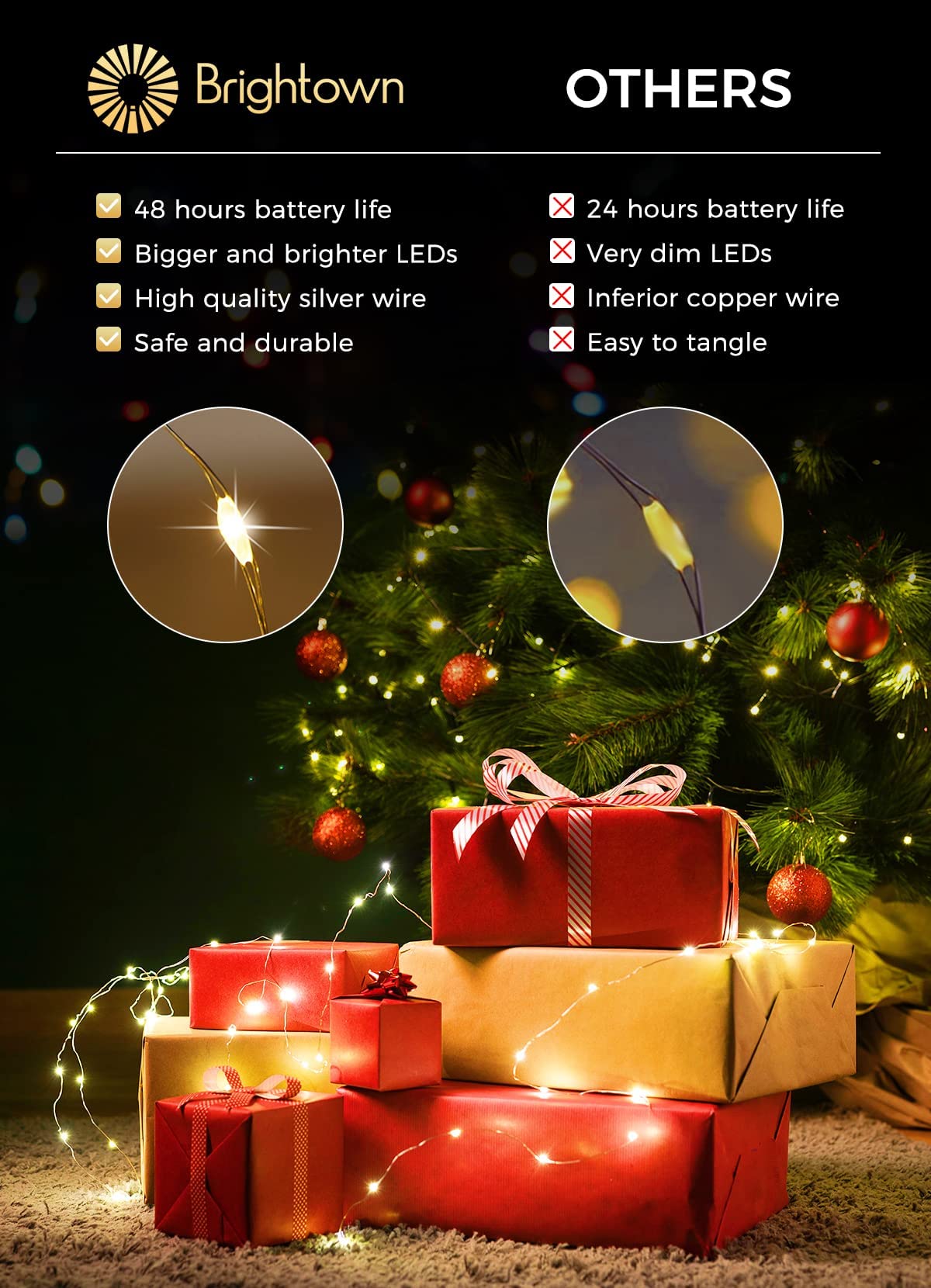 Brightown 12 Pack Led Fairy Lights Battery Operated String Lights Waterproof Silver Wire 7 Feet 20 Led Firefly Starry Moon Lights for DIY Wedding Party Bedroom