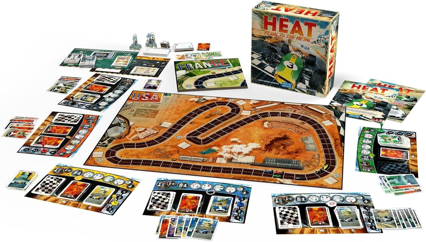 HEAT: Pedal to the Metal Board Game - Intense Car Racing and Strategy Game, Fun Family Game for Kids and Adults, Ages 10+, 1-4 Players, 60 Minute Playtime, Made by Days of Wonder