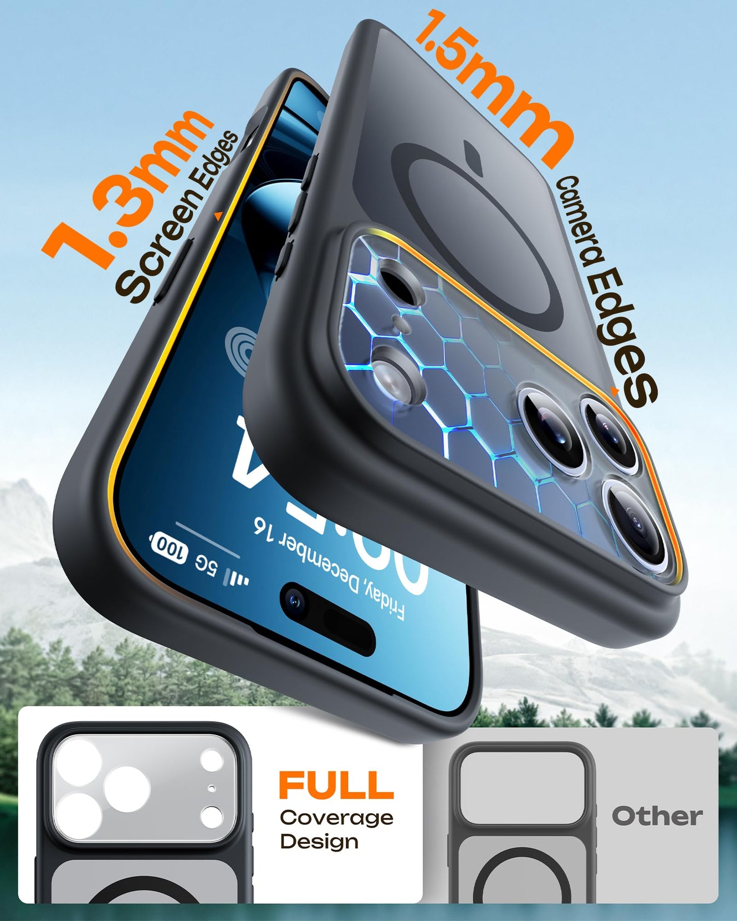 TOCOL for iPhone 17 Pro Max Case, Compatible with Magsafe, Full Camera Protection, Built-in Magnetic Ring, Translucent Matte Phone Case for iPhone 17 Pro Max 6.9 inch (Black)