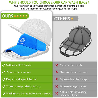 Eiito Hat Washer Cage Hats Cleaner, Hat Washer for baseball caps for Washing Machine or Dishwasher, Ball Cap Washer Frame for Flat & Curved Hats.2-Pack White