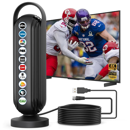 2025 TV Antenna for Local Channels,TV Antenna Outdoor 999+ Miles Long Range, Indoor/Outdoor TV Antenna for Smart TV, 16.5ft Cable HD Antenna Supports 4K 8K,1080p. (Black)