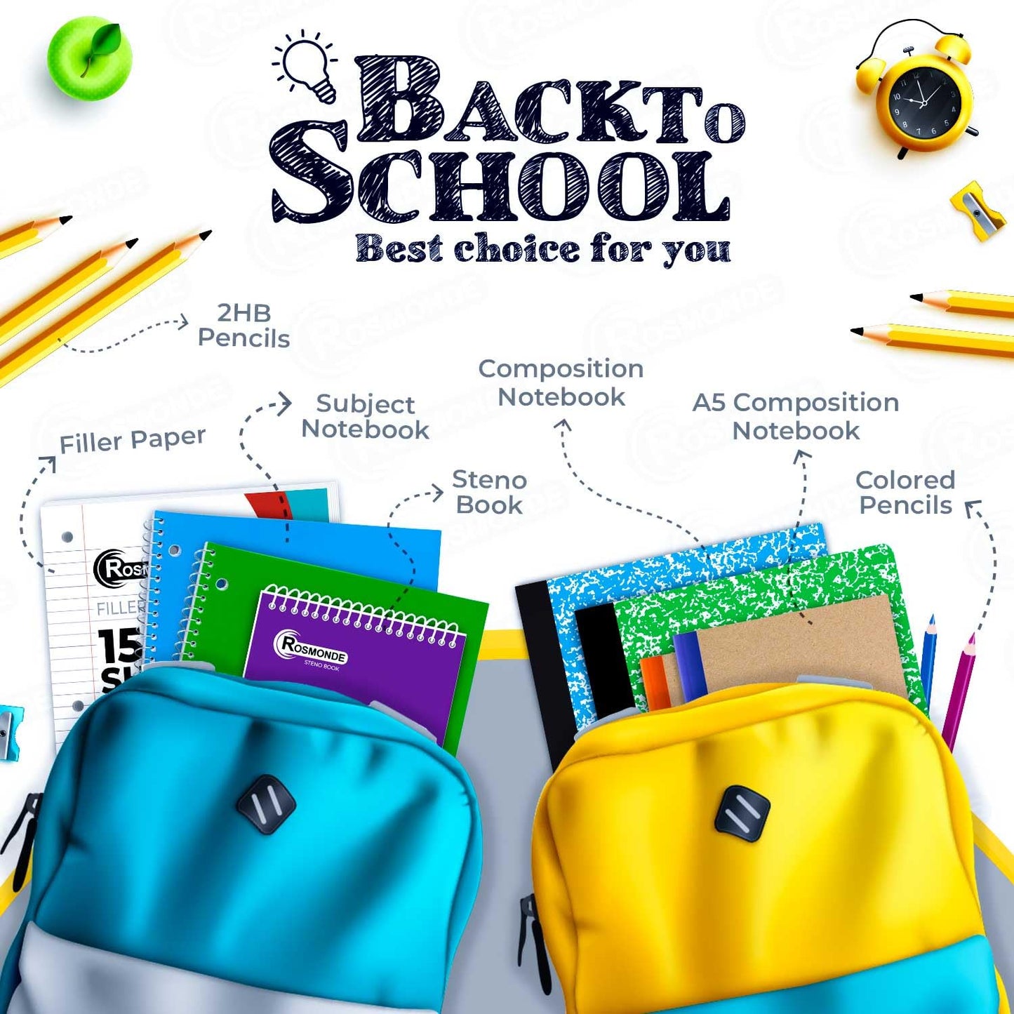 Rosmonde Spiral Notebooks, 12 Pack, 1 Subject Notebook, Wide Ruled, 70 Sheets, 8 x 10-1/2", 3 Hole Punched, School Supplies, Bulk Single Subject Spiral Notebook Bulk, Assorted Colors Pack of Notebooks