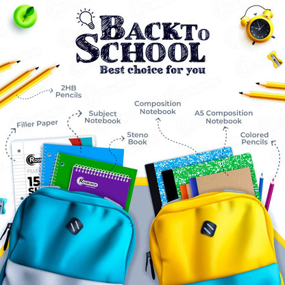 Rosmonde Spiral Notebooks, 12 Pack, 1 Subject Notebook, Wide Ruled, 70 Sheets, 8 x 10-1/2", 3 Hole Punched, School Supplies, Bulk Single Subject Spiral Notebook Bulk, Assorted Colors Pack of Notebooks