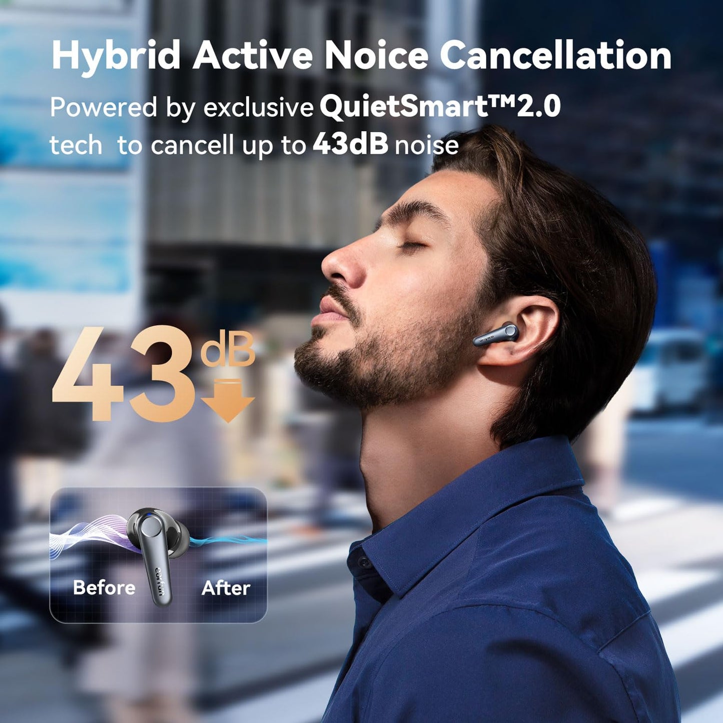 EarFun Air Pro 3 Noise Cancelling Earbuds, Qualcomm® aptX™ Adaptive Sound, 6 Mics CVC 8.0 ENC, Bluetooth 5.3 Earbuds, Multipoint Connection, 45H Playtime, App Customize EQ, Wireless Charging