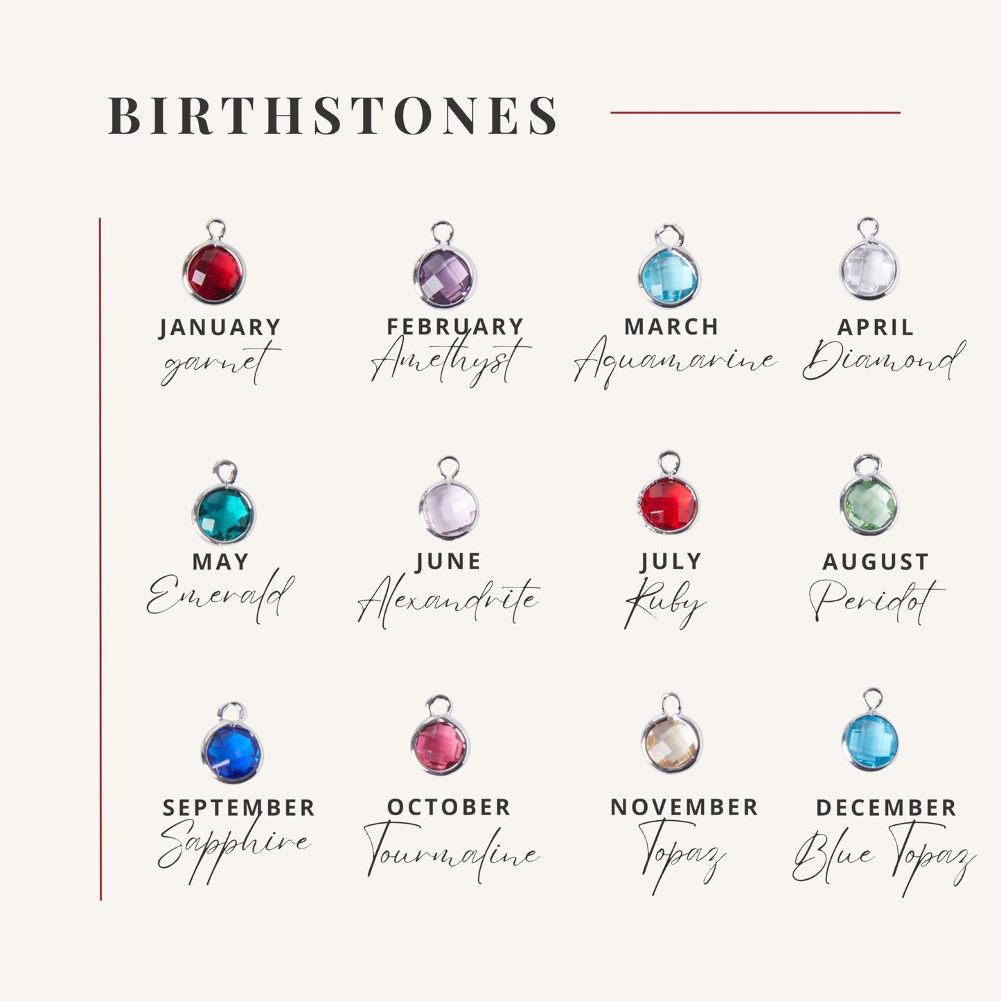 Birthstone Name Necklace Personalized Jewelry for Women Christmas Gifts for Mom Gold Plated Pendant Charm, Custom Jewelry Grandma Gift Birthday Personalized Gifts for New Moms -CN-BS-SH