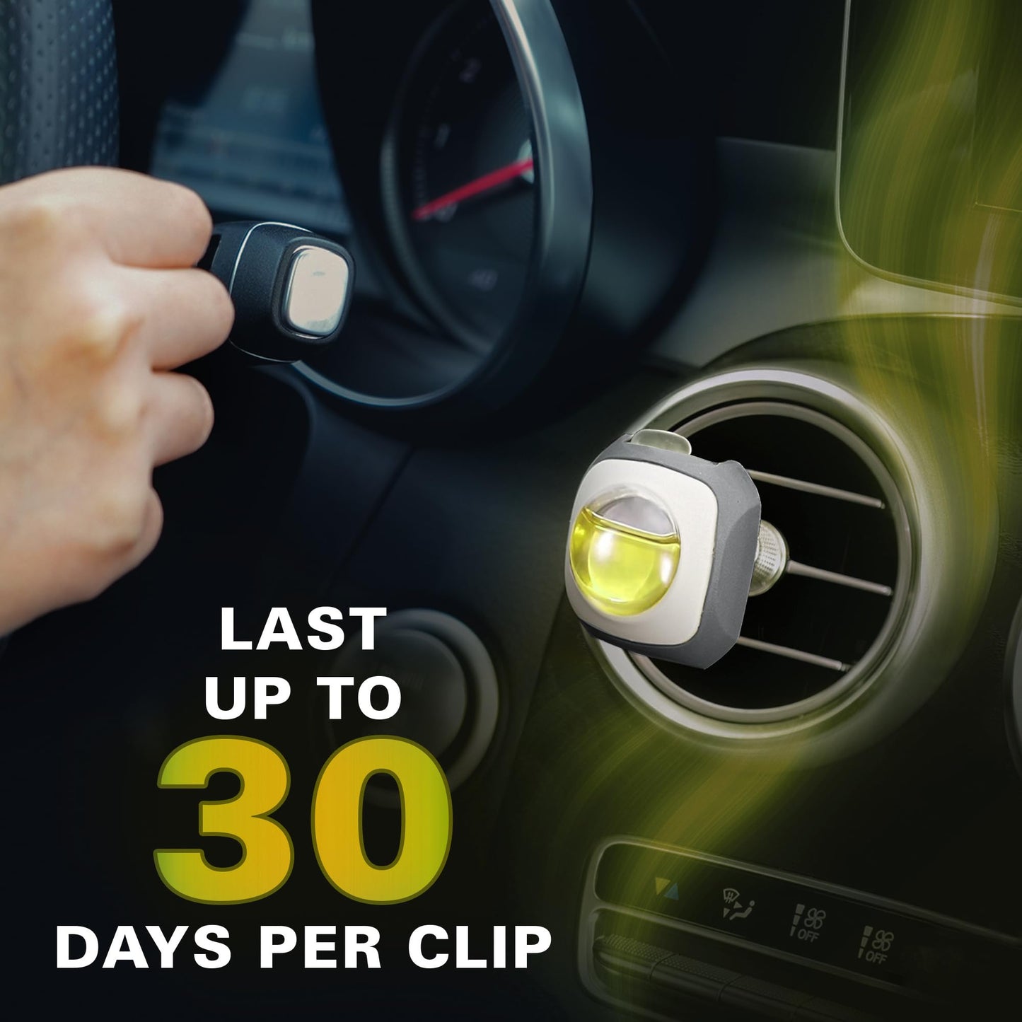 Air Jungles Lemon Ginger Scent Car Air Freshener Clip, 6 Vent Clips, 4ml Each, Long Lasting Air Freshener, Up to 180 Days Car Refresher Odor Eliminator
