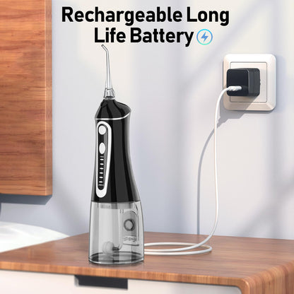Water Dental Flosser Pick for Teeth,Grinest Cordless Water Dental pik Teeth Cleaner 7 Modes Rechargeable Oral Irrigator Portable IPX7 Waterproof Tooth flossing Cleaning for Home Travel-Black