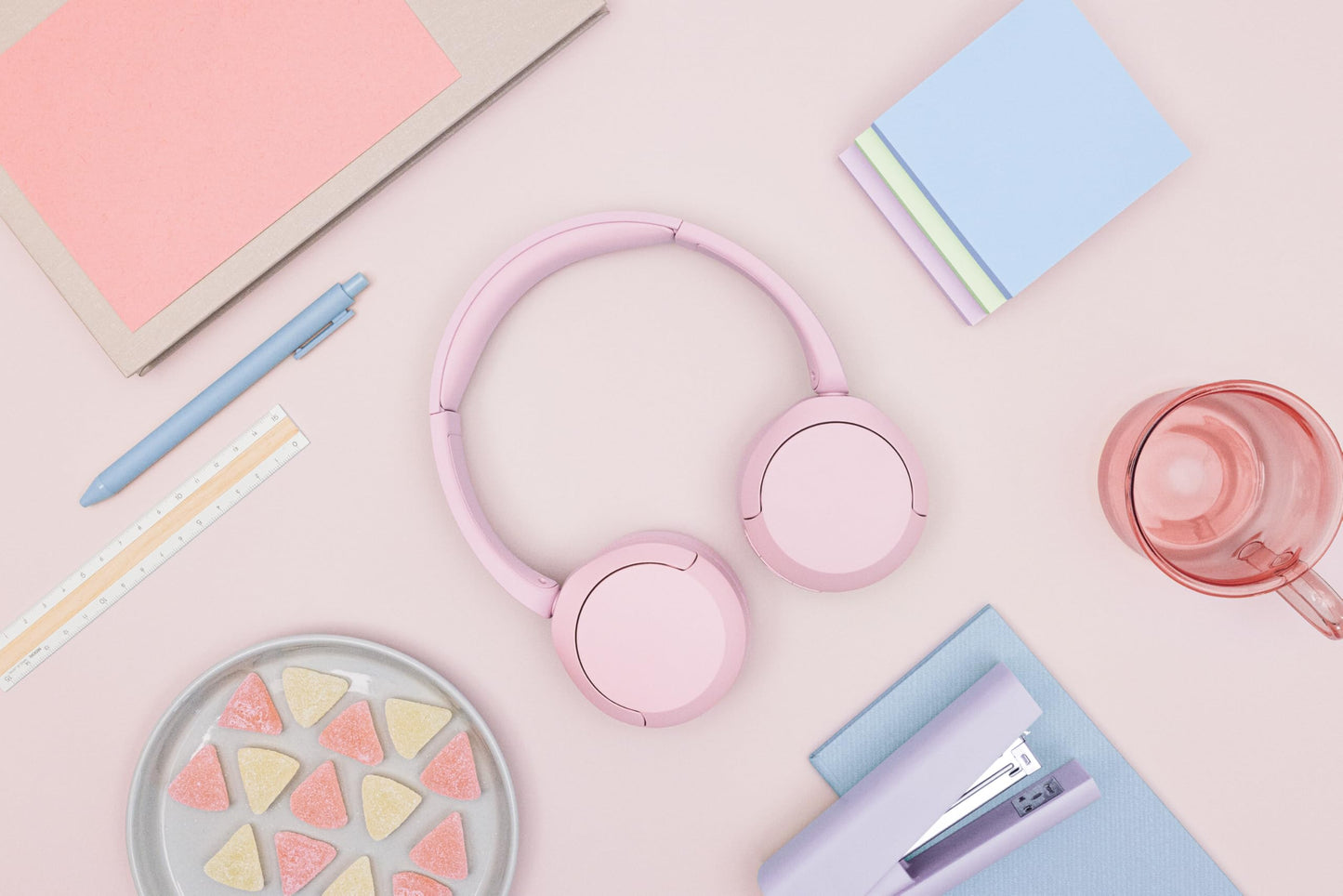 Sony WH-CH520 Wireless Headphones Bluetooth On-Ear Headset with Microphone, Pink