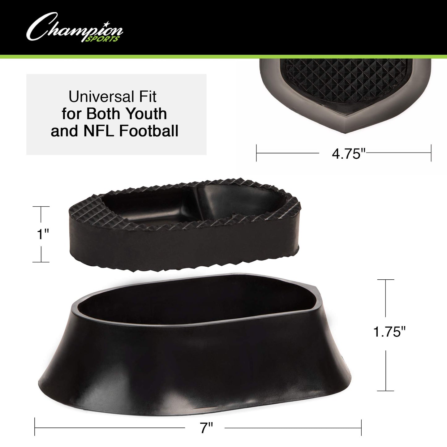 Champion Sports Adjustable 4-in-1 Football Kicking Tee Set for Kickoff Practice - Configurable Ball Holder. Kicking Block, Stand for Low and High Kicks - for Adults, Kids, Coaches