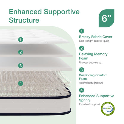 Novilla 6 Inch Twin Mattress,for Spine Support & Cooling Comfort - Twin Bed Mattress,Adaptive Foam Layer with Medium Firm- CertiPUR-US Certified for Youth/Guest Rooms,White