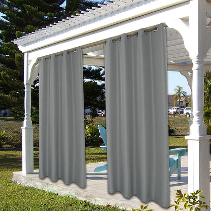 BONZER Waterproof Outdoor Curtains for Patio Porch Pergola Cabana Sunlight Blocking Privacy Grommet Indoor Curtain Panels for Bedroom Living Room, 1 Panel, 54W x 84L inch, Grey