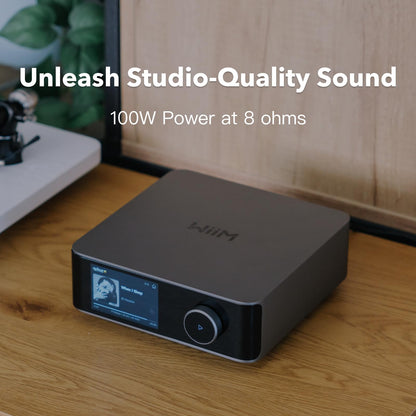 WiiM Amp Ultra with Voice Remote 2 | 100W Streaming Amplifier with Premium ESS ES9039Q2M DAC & Dual TI TPA3255 Amps | Built-in RoomFit EQ & Touchscreen | HDMI ARC, Optical, RCA Inputs | Space Gray