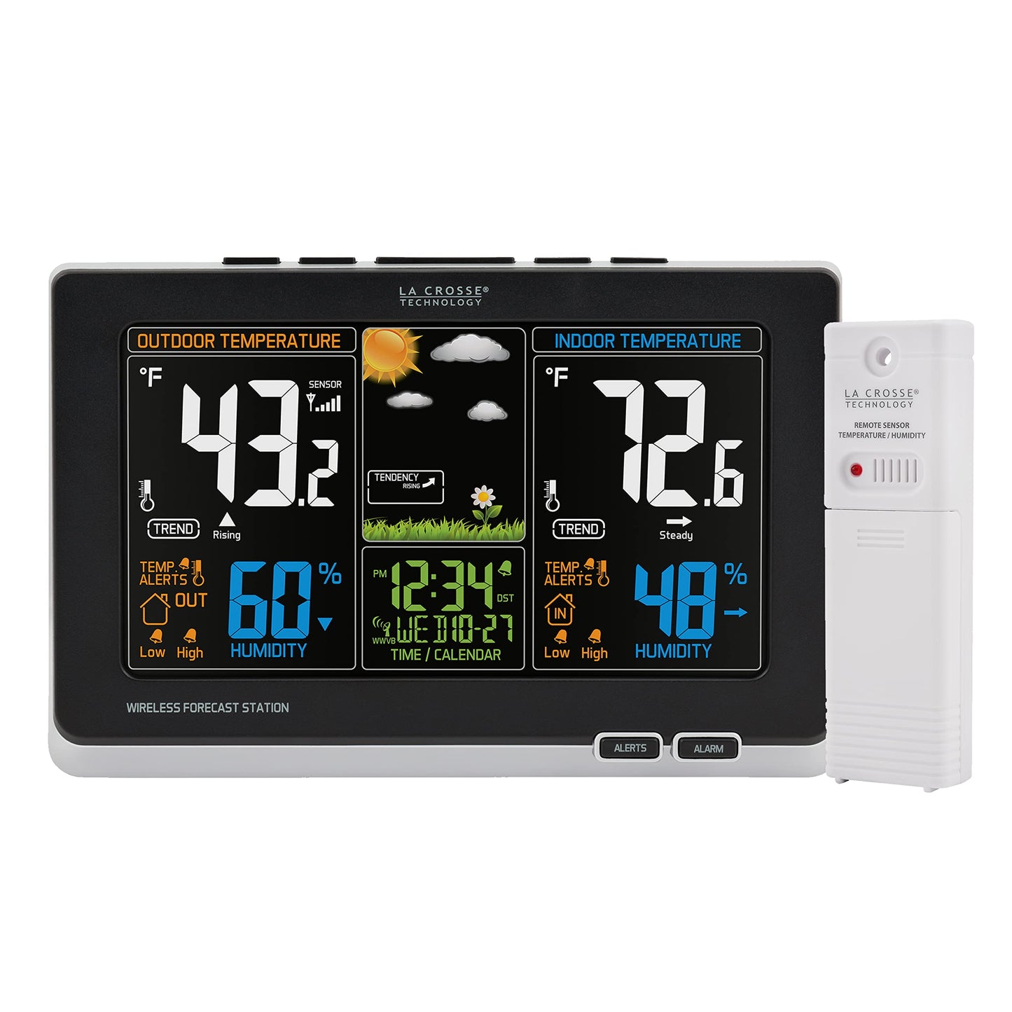 La Crosse Technology Advanced Weather Station with Full-Color LCD & Atomic Time - Monitor Indoor/Outdoor Conditions with Temperature Alerts and Humidity Readings with Transmission Range of 300 Feet