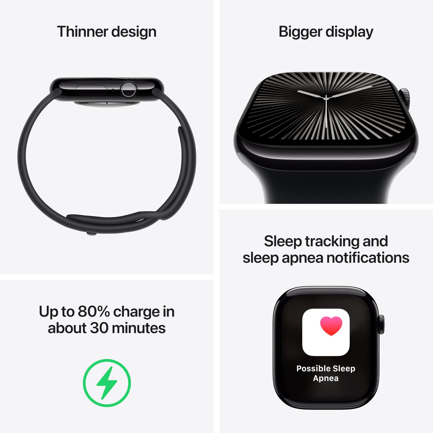 Apple Watch Series 10 [GPS 46mm case] Smartwatch with Jet Black Aluminium Case with Black Sport Band - S/M. Fitness Tracker, ECG App, Always-On Retina Display, Water Resistant