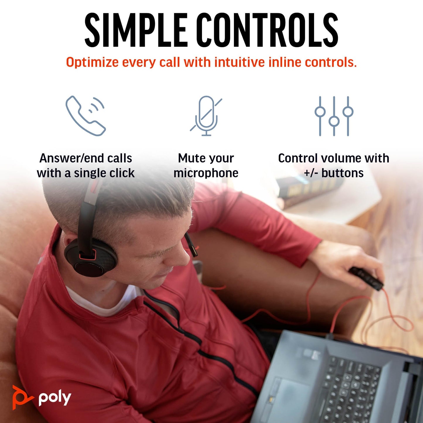 Poly Blackwire 5220 Wired Headset (Plantronics) Flexible Noise-Canceling Boom Mic Ergonomic Design - PC/Mac, Mobile via USB-C, USB-A, 3.5mm - Works w/Teams, Zoom - Amazon Exclusive (9P7X6AA)