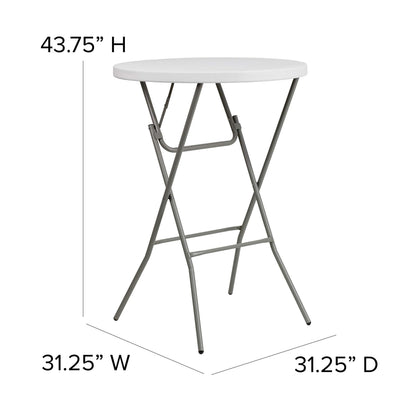 Flash Furniture 32" Round Folding Bar Height Tables for Parties and Commercial Events, Indoor/Outdoor Plastic Bar Height Folding Tables, Set of 4, White