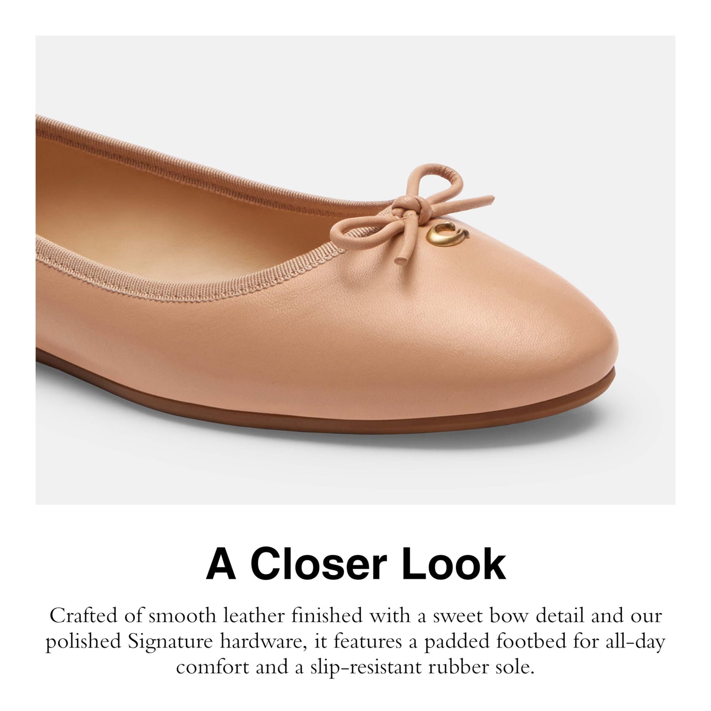 Coach Women's Abigail Leather Ballet Flat, Beechwood, 7.5
