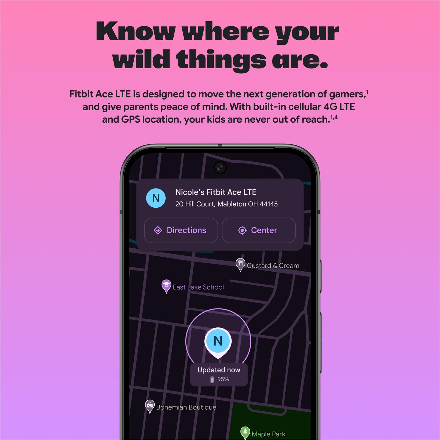 Fitbit Google Ace LTE - Kids Smartwatch with Call, Message, GPS, and Activity-Based Games, Ace Pass Data Plan Required - Spicy - Moovin