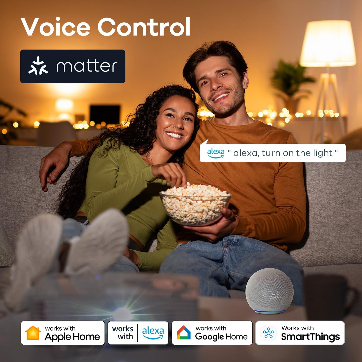 Linkind Matter Smart Light Bulb, ST19 (ST58) Smart Edison Bulbs, 2700K-6500K E26 LED Bulb 8W 60W, 800LM Edison Light Bulb, Work with Alexa, Google Home, Apple Home, SmartThings, 2.4GHz WiFi, 4-Pack