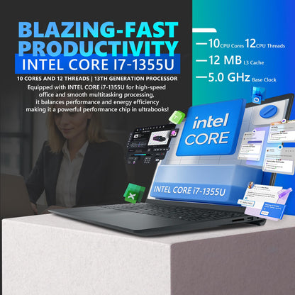 Dell Inspiron 15 3530 Touchscreen Laptop for Business, 15.6" FHD Touch Display, w/Office Lifetime License, 13th Gen Intel i7-1355U, 64GB RAM, 2TB SSD, Windows 11 Pro, External CD/DVD Drive, Wi-Fi 6
