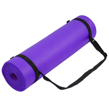 Fitvids All Purpose 1/2-Inch Extra Thick High Density Anti-Tear Exercise Yoga Mat with Carrying Strap, Purple