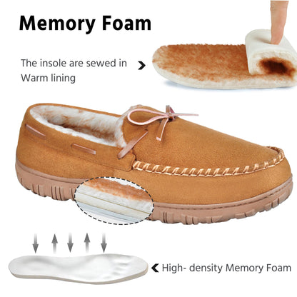 MIXIN Mens Slippers Indoor Outdoor Memory Foam House Shoes Anti-Slip Moccasins Slippers for Men