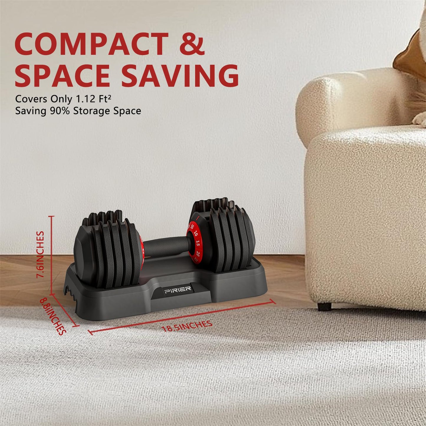 Adjustable Dumbbell 55LB Single Dumbbell Weight, 10-in-1 Weight Dumbbell with Anti-Slip Metal Handle and Bicep Supports for Comprehensive Full Body Strength Training