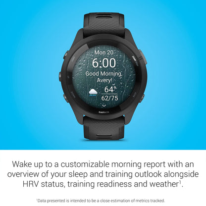 Garmin Forerunner 265 Running Smartwatch, Colorful AMOLED Display, Training Metrics and Recovery Insights, Black and Powder Gray