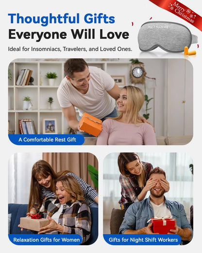 Weighted Eye Mask for Sleeping - Blackout Sleep Mask for Women Men, FACEMOON Lash Extension Eye Covers, Memory Foam, 3D Contoured, Airplane Travel Essentials, Blindfold for Meditation(Gray)