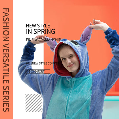 COSUSKET Snug Fit Unisex Adult Onesie Pajamas, Flannel Cosplay Animal One Piece Halloween Costume Sleepwear Homewear Light Blue