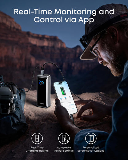 Anker Prime Power Bank, 26,250mAh 3-Port Portable Charger with 300W Max Output, Two-Way Charging, TSA-Approved, App Control, for MacBook, iPhone 17/16 Series, and More (Base Not Included)