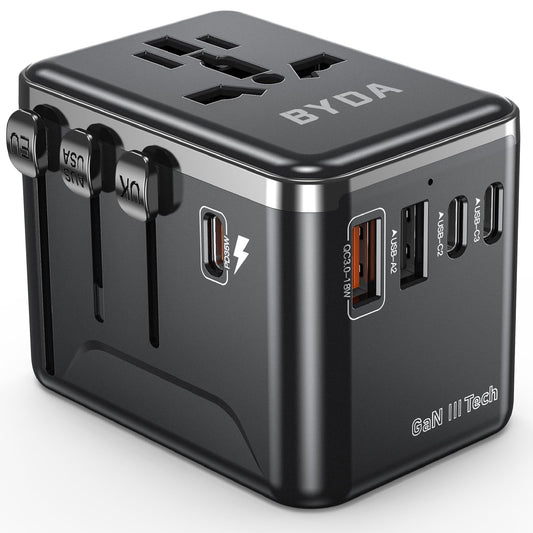 PD 35W Fast Charger Universal Travel Adapter 3 USB-C Ports Fast Wall Charger Suit More Than 180 Countries All in One Outlets Plugs 35W GaN 3 Tec for Apple Samsung and Iwatch Tablets Laptops