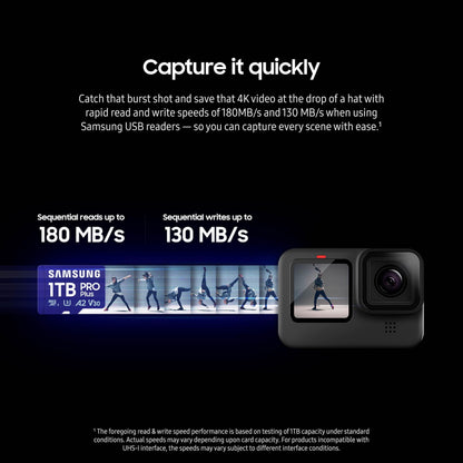 SAMSUNG PRO Plus microSD Memory Card + Reader, 128GB MicroSDXC, Up to 180 MB/s, Full HD & 4K UHD, UHS-I, C10, U3, V30, A2 for Android Phones, Tablets, GoPRO, DJI Drone, MB-MD128SB/AM, 2023