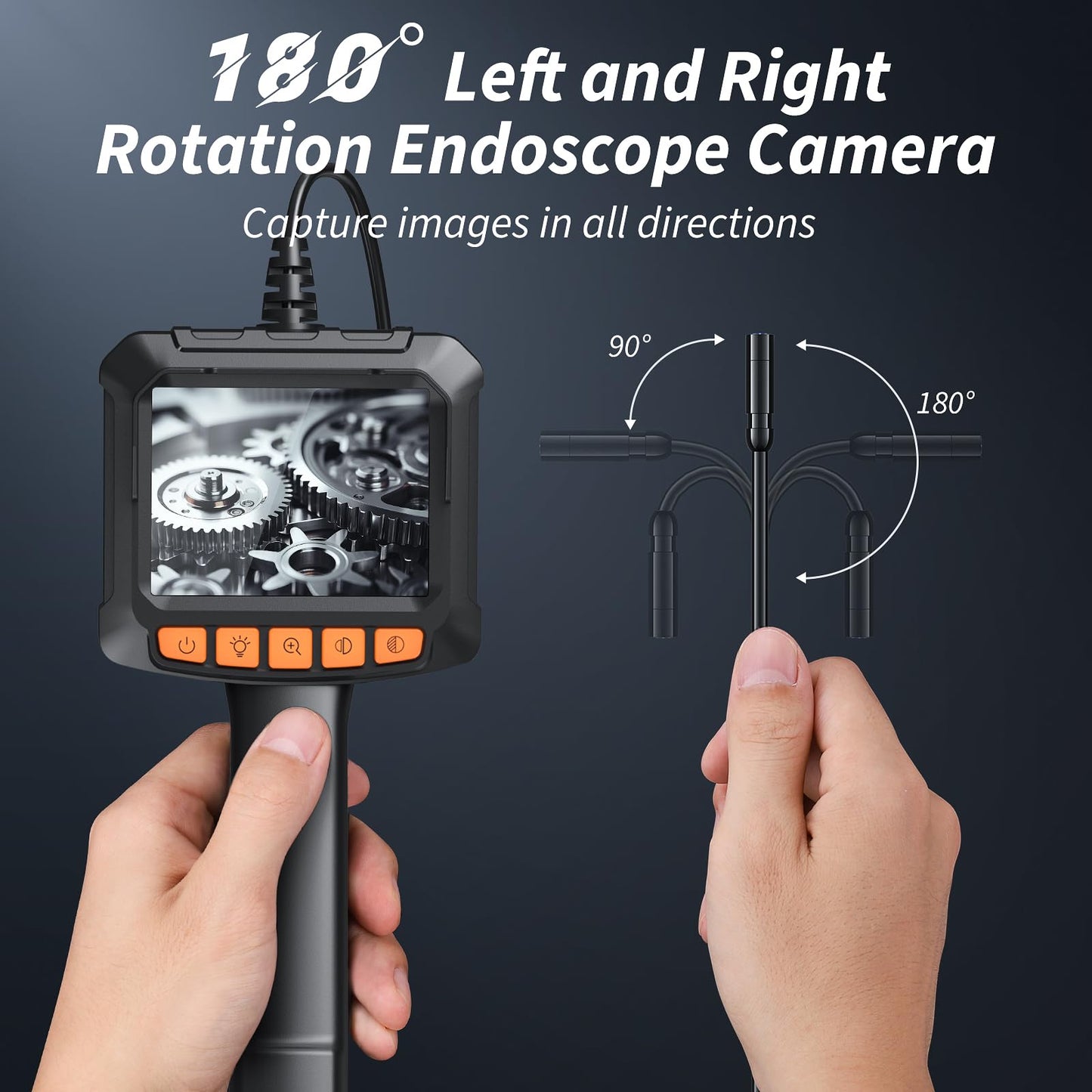 Endoscope Camera with Light, 1920P Inspection Camera, with 2.4-inch Color Display Borescope, Waterproof Industrial Borescope with 8 Adjustable LED Lights, 16.5ft Semi-Rigid Cable Sewer Camera