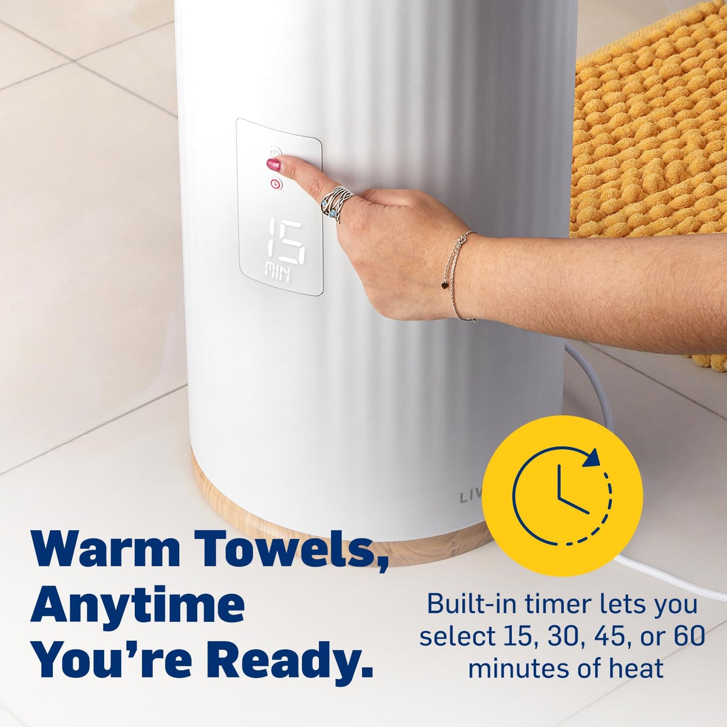 Live Fine Towel Warmer | Bucket Style Luxury Heater with LED Display, Adjustable Timer, Auto Shut-Off | Fits 40” x 70” Oversized Towel