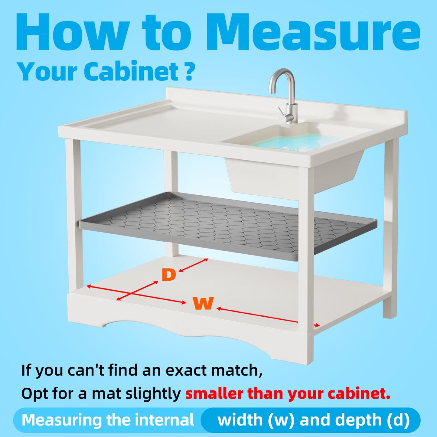 Winisok Waterproof Under Sink Mat 28" x 19" Cabinet Liner for Kitchen and Bathroom, Shelf and Counter Protector, Organizers and Storage, Silicone Drip Tray, Gadgets and Accessories