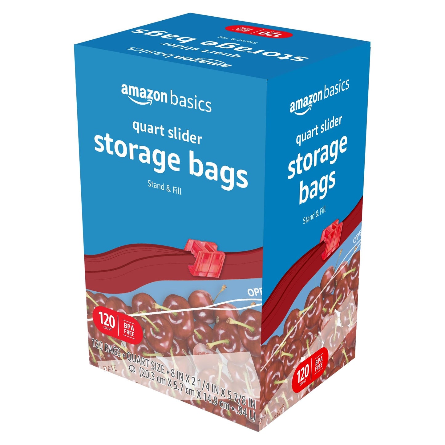 Amazon Basics Slider Quart Food Storage Bags, BPA Free, 120 Count (Previously Solimo)
