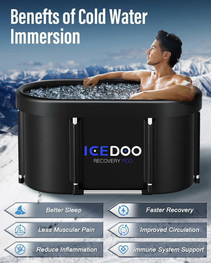 Wxtkkom New Upgrade XL 139-Gallon Oval Ice Bath Tub - 6 Layered Portable Bathtub, Foldable with Cover Cold Plunge Tub for Athletes, Home Gym, Outdoor Recovery Use.
