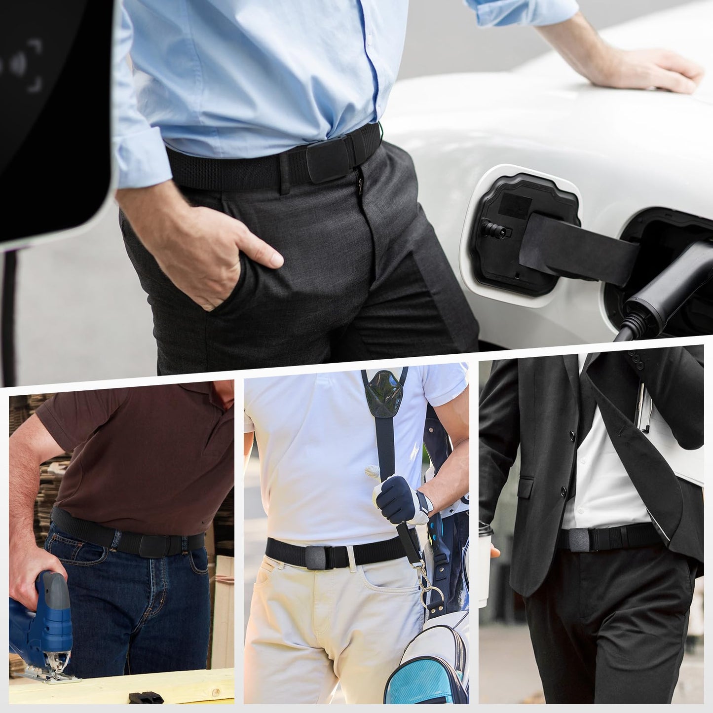 UNGGJKB Tactical Men's Nylon Belts,5 Pack Mens Belts Casual，Military Canvas Outdoor Metal-free Belts