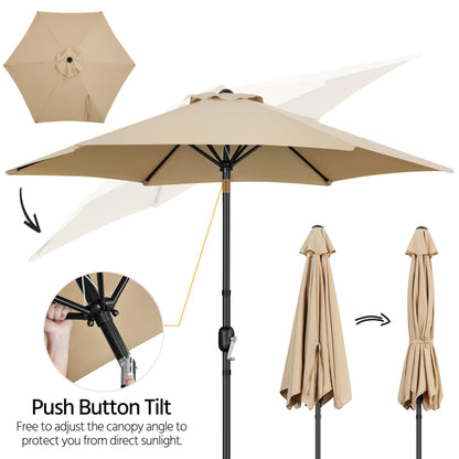 Yaheetech 9FT Outdoor Patio Umbrella, Outdoor Table Umbrella with Push Button Tilt and Crank, Yard Sun Shade, UV Protection Waterproof for Garden/Deck/Backyard/Pool
