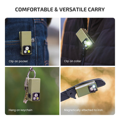 OLIGHT Oclip Ultra EDC Flashlight Clip-on Light, 530 Lumens Rechargeable with Type-C Charging, Combines Floodlight, Spotlight and UV, Triple Magnetic Lights for Inspection and Work (Olive Green)