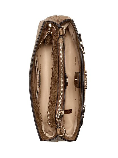 GUESS Katya Crossbody Top Zip, Latte Logo