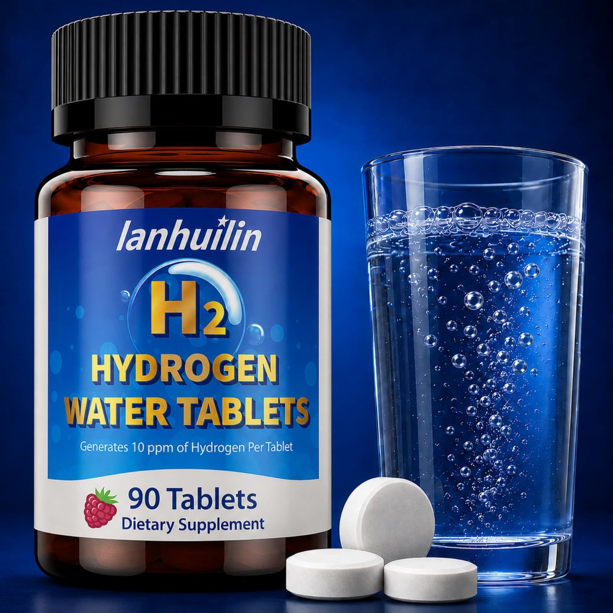 Molecular Hydrogen Tablets for Drinking Water, Hydrogen Water Tablets with 150mg Magnesium, Generates Up to 10 PPM H2 Hydrogen, Antioxidant Support for Cellular Energy & Healthy Aging, 90 Tablets