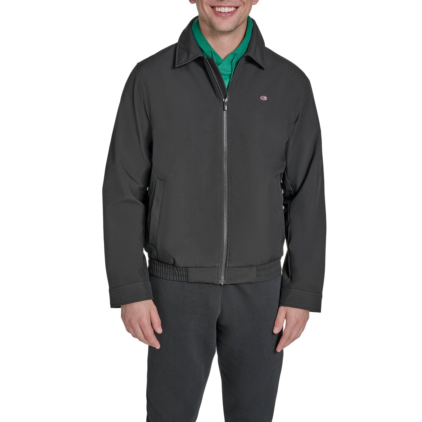Champion Men's Lightweight Laydown Collar Jacket, Black, Medium