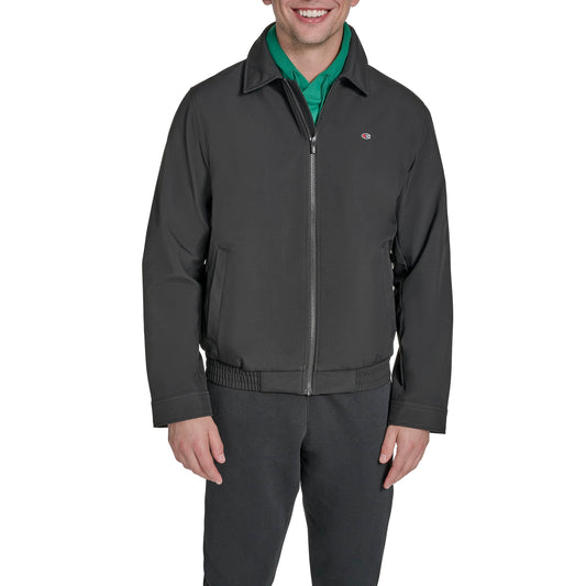 Champion Men's Lightweight Laydown Collar Jacket, Black, Medium
