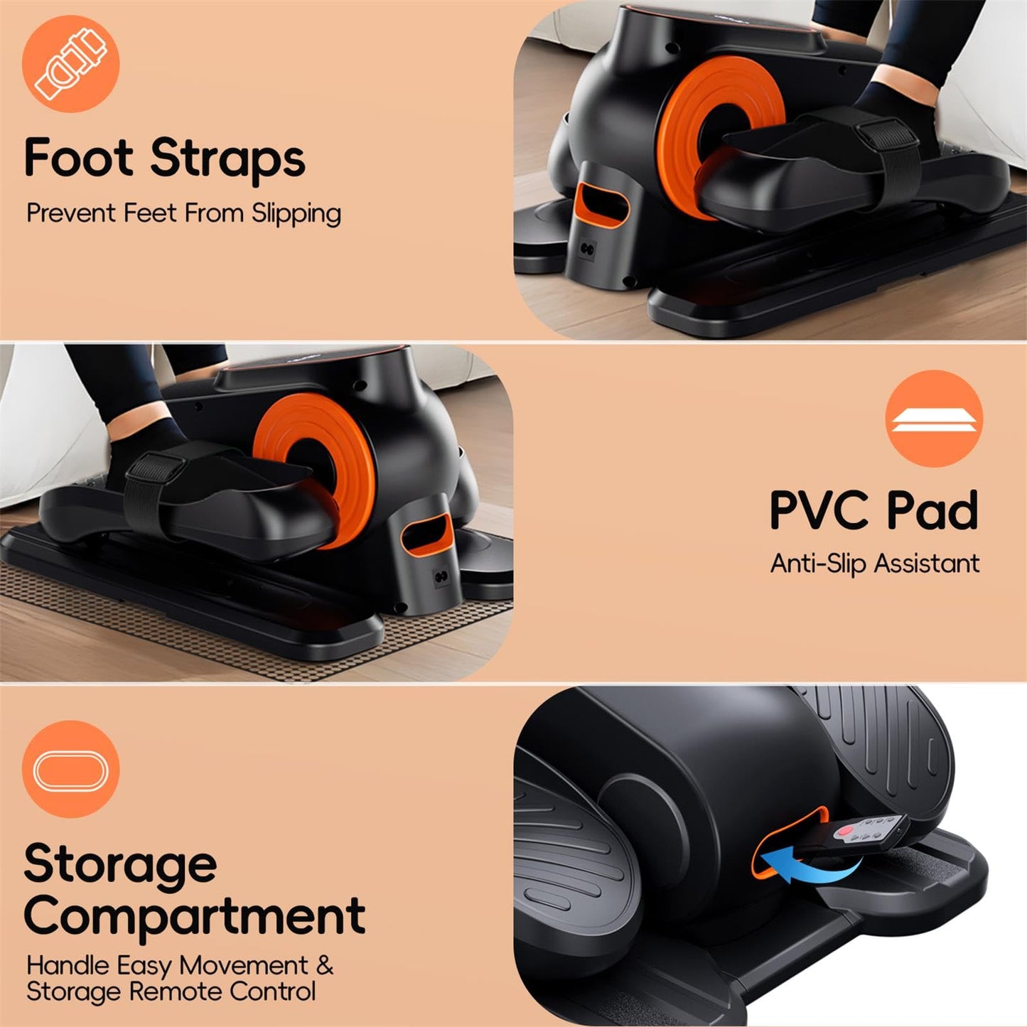 Under Desk Elliptical Machine, Morelax Ellipse Leg Exerciser for Seniors Fully Assembled, Quiet & Portable Electric Seated Pedal Exerciser with Remote Control & 12 Adjustable Speeds (Orange)
