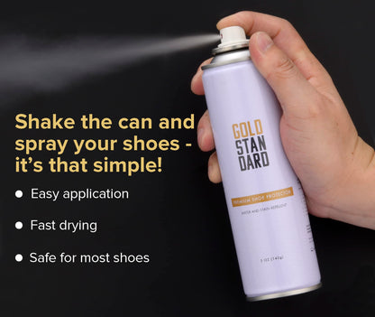 Gold Standard Premium Water-Repellent Shoe Protector Spray – 5 Oz. Suede Shoe Protector Spray Waterproof Formula Repels Water and Stains - Leather, Nubuck, Suede, Canvas, White Sneaker Protector Spray